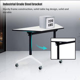 Conference Table,Folding Conference Room Tables with Flip-Top Design,Foldable Office Meeting Seminar Table,Modular Mobile Training Room Tables With Caster,Rolling Seminar Tables for Meeting Rooms VORDERRY