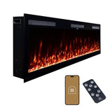 Modern Ember Vibrance 60 Inch Smart Linear Electric Fireplace Insert - Recessed or Wall-Mount, LED Multi-Flame Colors, Alexa/WiFi Enabled - Remote Included - Crystals Modern Ember