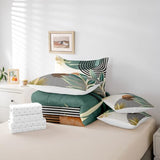Erosebridal 7 Piece Boho Mid Century Bedding Sets Full Modern Abstract Geometric Comforter Set for Women Men,Retro Minimalist Aesthetic Bed in a Bag Line Art Sheet Set with Comforter,Green Erosebridal