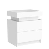 HOMMPA LED Nightstand White Nightstand with Led Lights Modern Night Stand with 2 High Gloss Drawers Led Bedside Table Smart Nightstand for Bedroom 20.5” Tall HOMMPA