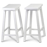 PJ Wood 24-Inch Backless Solid Wood Saddle Seat Counter Stools in White - Set of 2 PJ Wood