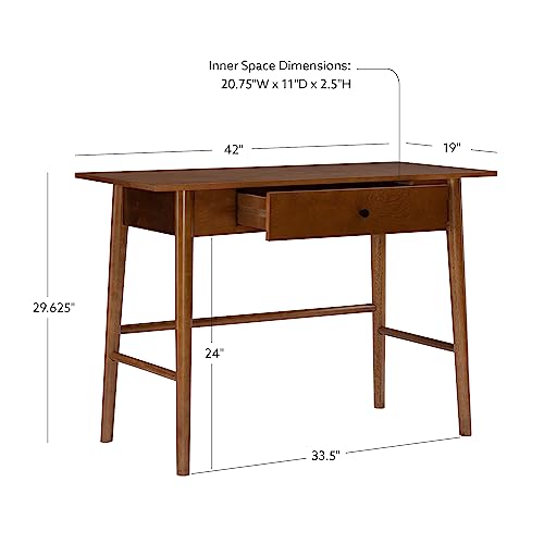 Linon Melissa Mid-Century Walnut Desk, 42" W x 19" D x 30" H Linon