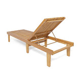 LUMISOL Outdoor Chaise Lounge Chair, Acacia Wood Frame Sunbathing Pool Lounger with 5-Position Adjustable Backrest, Patio Portable Reclining Lounger Chair for Deck, Poolside, Yard, Teak