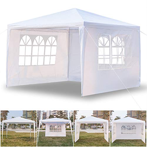 10/20/30ft Party Tent Wedding Patio Gazebo Outdoor Carport Canopy Shade with/Without Side Removable Walls, Party Wedding BBQ Events Tent (White, 10x10ft) Generic