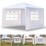 Homnso 10x30 Ft Outdoor Canopy with Sidewalls, Gazebo Shelter with 8 Removable Sidewalls, Canopy Tent for Cater Party, Wedding, Patio, BBQ Events(White) (10'x10'-3 walls) Homnso
