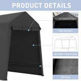 7X12 Ft Outdoor Portable Storage Shelter Shed with Rolled Up Zipper Doors & Vents, Heavy Duty Carport for Motorcycle Waterproof and Uv Resistant Anti-Snow Portable Garage Kit Tent, Black Hipicute