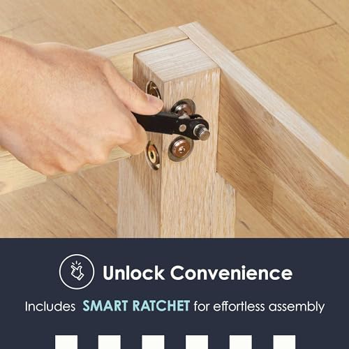 Mellow Naturalista Classic 12 Inch Solid Wood Platform Bed with Wooden Slats, Queen, White Wash Mellow