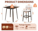 PrimeZone 5 Piece Dining Table Set - Counter Height Bar Table and Chairs Set for 4, Mid-Century Modern Upholstered Bar Stools with Back & Wood Kitchen Table, Dinette Set for Dining Room, Pub PrimeZone