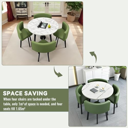 Coffee Table and Chair Set,Office Table and Chair Set, Round Conference Table, Reception Negotiation Table Set with 4 Chairs for Lounge, Living Room, Kitchen OOIKVCC