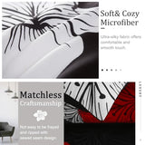Menghomeus Black Comforter Set Full Red and White Floral Comforter with 2 Pillowcases Modern Bedding Sets Lightweight Boho Bed Set for All Season (1 Comforter, 2 Pillowcases) Menghomeus