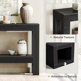 LITTLE TREE 63-Inch Black Console Table for Entryway, Narrow Long Wooden Entry Table for Living Room, Hallway, Sofa, Entrance, Foyer, Behind Couch with 2-Tier Storage Shelves LITTLE TREE
