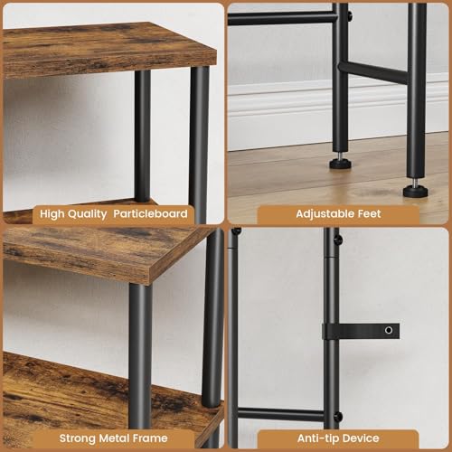 Asgolion Narrow Console Table, 15.7" Small Entryway Table, 2-Tier Sofa Table with Storage, Skinny Console Tables for Entryway, Hallway, Bedroom, Living Room, Foyer, Rustic Brown Asgolion