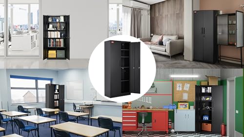 VEVOR Metal 200 lbs Capacity Locking Steel Storage Cabinet, 71-inch, Black VEVOR