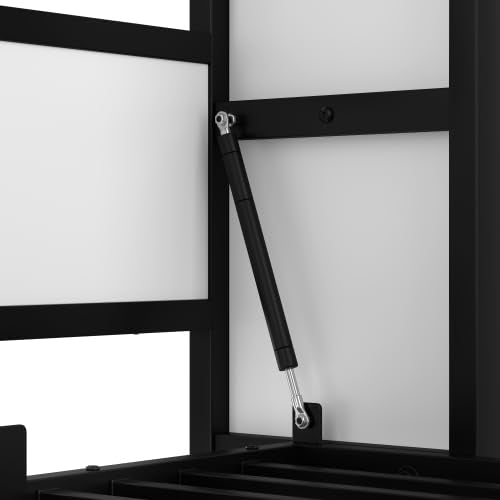 Metal Twin Size Murphy Bed with Shelves, Metal Foldable Wall Bed Chest Bed, White Bellemave