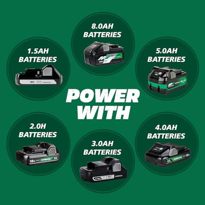 Metabo HPT 18V MultiVolt™ Cordless Driver Drill Kit | 620 in-lbs of Torque | Compact | Reactive Force Control | 22 + 1 Clutch Settings | LED Light | Belt Hook | Lifetime Tool Warranty | DS18D - WoodArtSupply