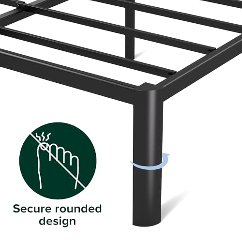 Zinus Van 16 Inch Full Metal Platform Bed, Steel Slat Support, No Box Spring Needed, Eco Friendly WonderBox Packaging, Easy Assembly, Black Zinus