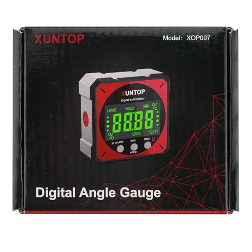 XUNTOP USB Charging Digital Level Box Angle Finder with Laser (Level 2), 4-side Strong Magnetic Angle Gauge IP54 Waterproof Inclinometer Level, Saving time and effort hanging decorations XUNTOP