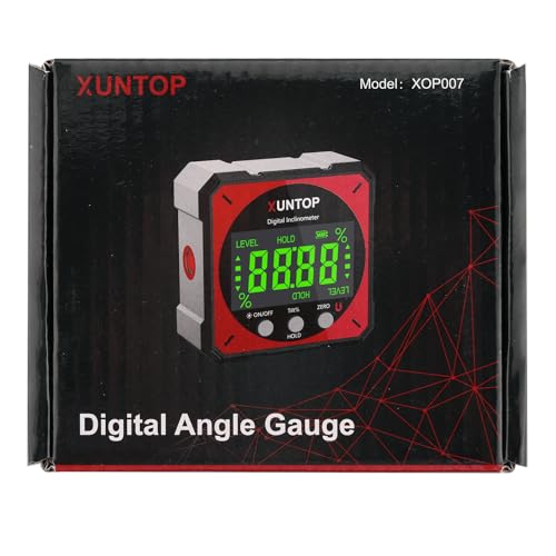 XUNTOP USB Charging Digital Level Box Angle Finder with Laser (Level 2), 4-side Strong Magnetic Angle Gauge IP54 Waterproof Inclinometer Level, Saving time and effort hanging decorations - WoodArtSupply