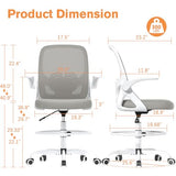 ORRSAKER Tall Drafting Chair with Lumbar Support and Footrest Ring, Supportive Tall Extended Height Ergonomic Desk Chair for Home Work, Breathable Mesh Office Chair with Flip up Arms(Gray) ORRSAKER