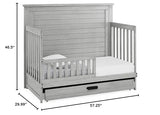 Delta Children Simmons Kids Caden 6-in-1 Convertible Crib with Trundle Drawer, Greenguard Gold Certified, Rustic Mist Delta Children