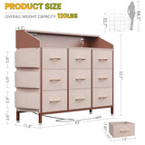 Lulive Dresser for Bedroom with 9 Drawers - Chest of Drawers for Bedroom with LED Light & Charging Station - Kids Adults Chest of Drawers for Living Room Hallway Closet Nursery (Pink) Lulive