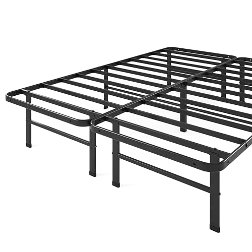 Zinus Rumi 14in Easy SmartBase Mattress Foundation - Durable Steel Bed Frame with 13in Underbed Storage, No Box Spring Required, Queen - WoodArtSupply