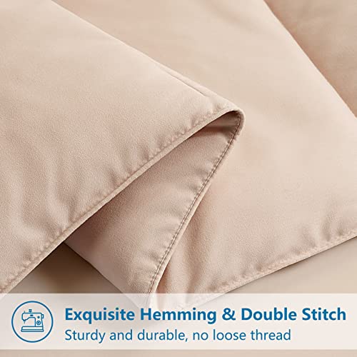 EASELAND Twin Size Down Alternative Comforter - Quilted Duvet Insert for All Seasons, Soft Lightweight with Corner Tabs, Summer Winter Warm Bedding, Beige 64×88 Inches EASELAND