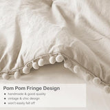 Codi Beige Twin Comforter Set for Girls - Boho Aesthetic Pom Fringe Design Cute Bedding, Soft Washed Microfiber Taupe Bed Sets, Lightweight Chic,1 Comforter & 1 Pillowcase Codi