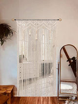 GCOVELIS Boho Curtains for Bedroom Macrame for Windows Living Room Boho Decor Large Macrame Wall Hanging Beaded Curtain for Doorway Closet Curtains Wedding Backdrop, 1 Panel 52''W x 72''L GCOVELIS
