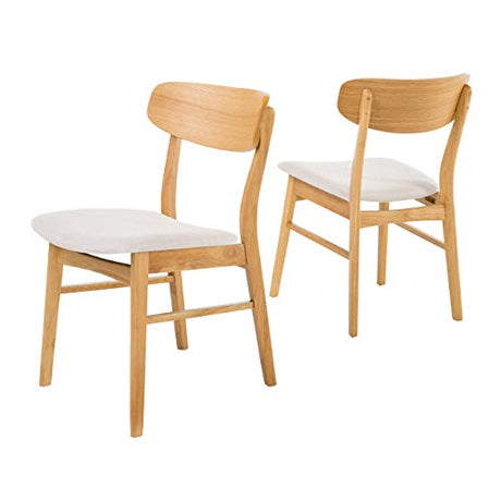 Christopher Knight Home Lucious Fabric / Oak Finish Dining Chairs, 2-Pcs Set, Light Beige Christopher Knight Home