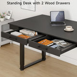 ONBRILL Standing Desk with Drawers, 63x26 Inches Rectangle Electric Stand Up Desk with Dual Motor and Memory Preset, Adjustable Height from 28-46 Inch for Home & Computer Workstation, Black ONBRILL