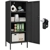 Steehoom Metal Locker Cabinet Lockable Bathroom Storage Cabinet Black 4 Tier Employee Lockers for Home, School, Office, Garage H49.21'' (Black) Steehoom