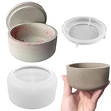 LSLEVA Storage Box with Lids Candle Jar Molds Set, Creative Silicone Candle Vessels Pot Molds, Concrete Round Stripe with Cover Bottle Making Moulds for Storage Candle Holder (A)