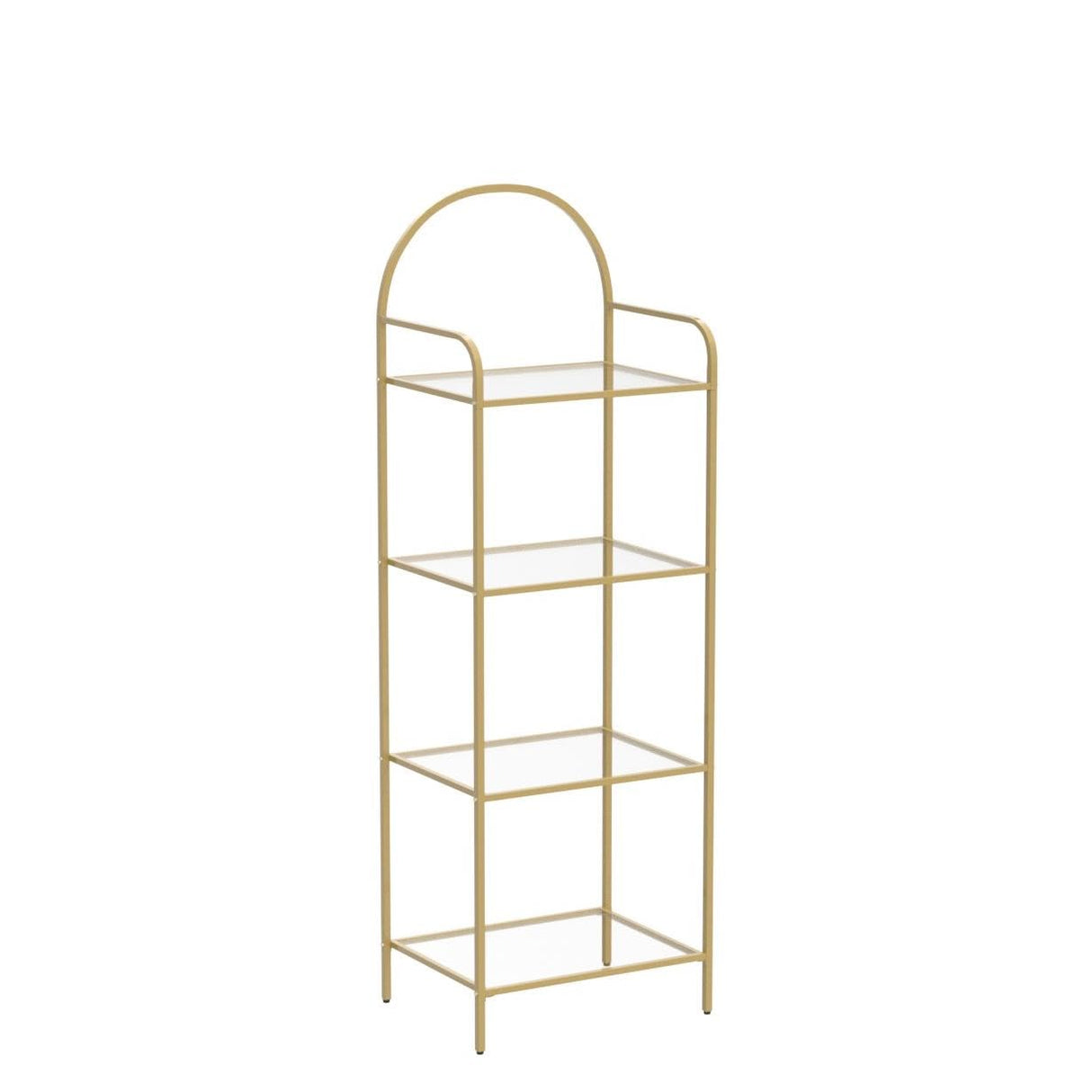 Hzuaneri Bookcase Bookshelf, Tempered Glass Bookshelves, Slim Shelving Unit for Bedroom, Bathroom, Home Office, Steel Frame, 4 Tier Gold BC04001G Hzuaneri