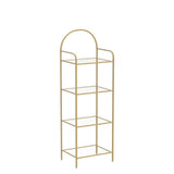 Hzuaneri Bookcase Bookshelf, Tempered Glass Bookshelves, Slim Shelving Unit for Bedroom, Bathroom, Home Office, Steel Frame, 4 Tier Gold BC04001G Hzuaneri