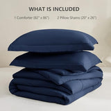 CozyLux Full Size Comforter Sets - Navy Blue Comforter Full Size, 3 Pieces Box Stitched Bed Set for All Seasons, Soft Lightweight Bedding Sets with 1 Down Alternative Comforter and 2 Pillow Shams CozyLux