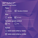 3M Perfect-It Random Orbital Polisher, 34101, 21mm, 120V/60Hz Variable Speed Control for Automotive Refinishing, Refining, Polishing 3M
