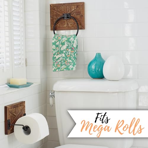 Autumn Alley Rustic Farmhouse Toilet Paper Holder - Farmhouse Bathroom Country Decor - Rustic Bathroom Accessories with Warm Brown Wood & Black Metal - Adds Western Decor Charm Autumn Alley