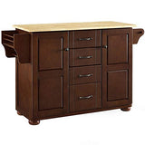 Pemberly Row Modern Natural Wood Top Kitchen Island in Mahogany Pemberly Row