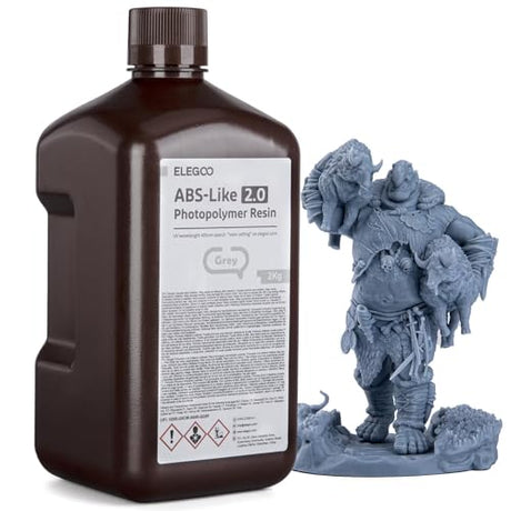 ELEGOO Upgraded ABS-Like 3D Printer Resin 2.0, 405nm UV-Curing Photopolymer Resin for Mars Saturn Jupiter MSLA DLP LCD 3D Printing Grey 2000g ELEGOO