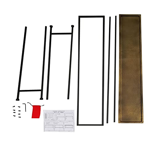 The Urban Port Aurelia 48-Inch Console Sofa Table, Artisanal Hammered Antique Bronze Tray Top, Industrial Black Iron Frame The Urban Port