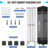 HOTEEL 10x15 Heavy Duty Pop Up Canopy Tent for Parties Event Wedding Commercial Instant Canopy Portable Shelter Folding with Roller Bag, Waterproof UV Resistant, Upgraded Thick Hexagonal Legs, White Hoteel