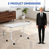 2pcs 47.2 Inch Folding Conference Table with Silent Wheels,Mobile foldable Flip Top Rectangular Meeting Tables for Office Training classroom,Locking Rolling Modular White Desk for Space Saving JFazzruit