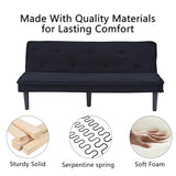 ODOLAR 66” Armless Sofa Bed,Convertible Sleeper Sofa,Small Couch Futon,with Adjustable Backrest for Small Apartments,Loveseat, Office,Rooms (Black) ODOLAR