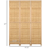 HOMCOM 3 Panel Room Divider, 5.5' Tall Bamboo Portable Folding Privacy Screens, Hand-Woven Double Side Partition Wall Dividers for Home Office, Natural HOMCOM