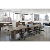 Thaweesuk Shop 18 ft Honey Modern Boat Shaped Conference Table Room Wood Hide Wires Inside Elliptical Metal Legs Desk Grommets Racetrack Black 4 Power Data Modules Office Boardroom Business Furniture Generic