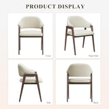 MALOL Wooden Dining Chairs Set of 6, Modern Fabric Upholstered Dining Room Chair, Kitchen Side Chairs, Farmhouse Dinner Chair with Curved Open Back for Kitchen, Beige MALOL