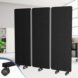Room Divider Soundproof Privacy Panel with Wheels, 3 Panel Wall Divider (Aluminum Frame) for Room Partition, Folding Room Dividers Space Separation Office Cubicle Wall Divider Sound Proof Separator HOMSCREENER