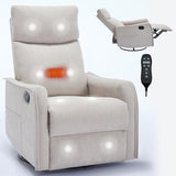 Kolavess Swivel Rocker Recliner Chair for Adults, Nursery Rocking Chair with Heat and Massage, Glider Reclining Chair for Small Space Living Room Bedroom, Beige