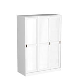 Palace Imports 100% Solid Wood White Wardrobe Closet System w/ 3 Sliding Mirrored Doors, 5 Shelves Included, 52" w x 72" h x 22.5" d, Renewable Eco-Friendly Wood, Made in Brazil Palace Imports
